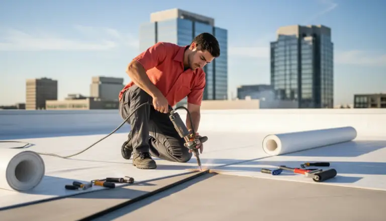 TPO flat roof installation
